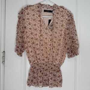 Lauren Ralph Lauren Floral Pink Blouse Shirt Sleeves Women’s Size XS NWT